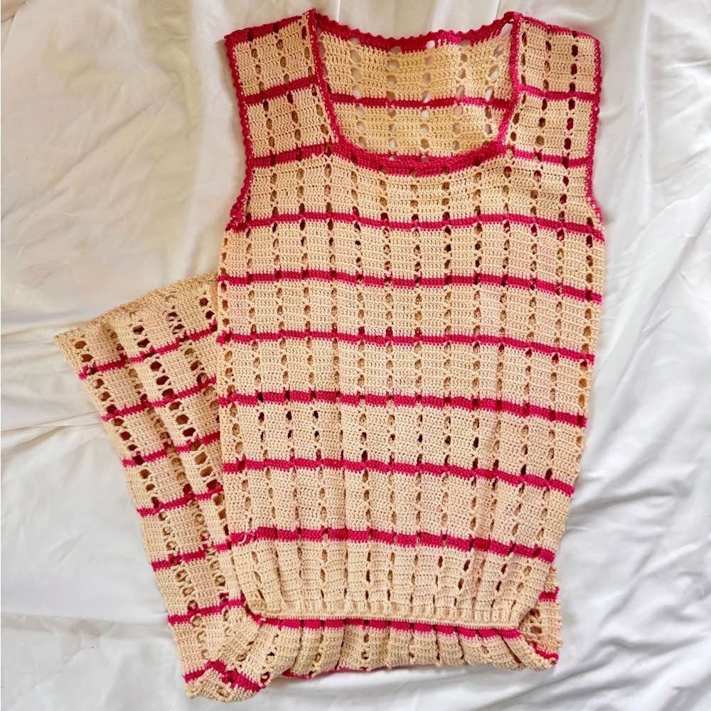 Vintage Handmade Crochet Cover Up Dress